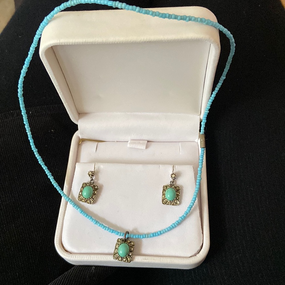 Earrings and pendant set In jewelry box. Unique and rare. Stunning